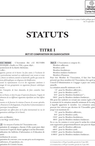 Statuts du Secours Catholique